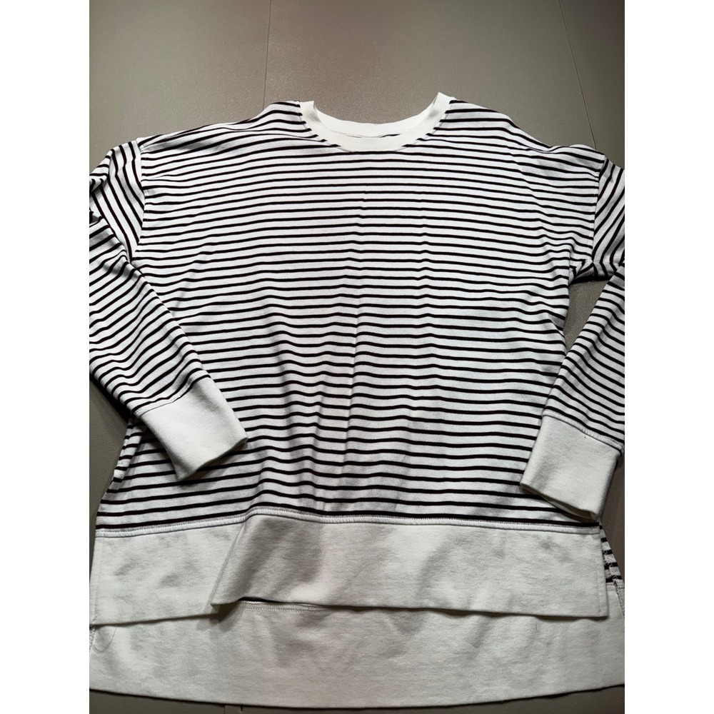 Sweaty Betty London Stripedโ Long Sleeve Top Cream Burgundy Cotton Modal *note